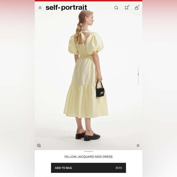 Self Portrait YELLOW JACQUARD MIDI DRESS - Picture 2 of 6